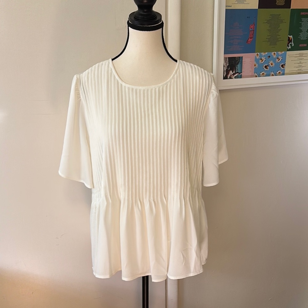 Elegant Cece White Pleated Women's Top